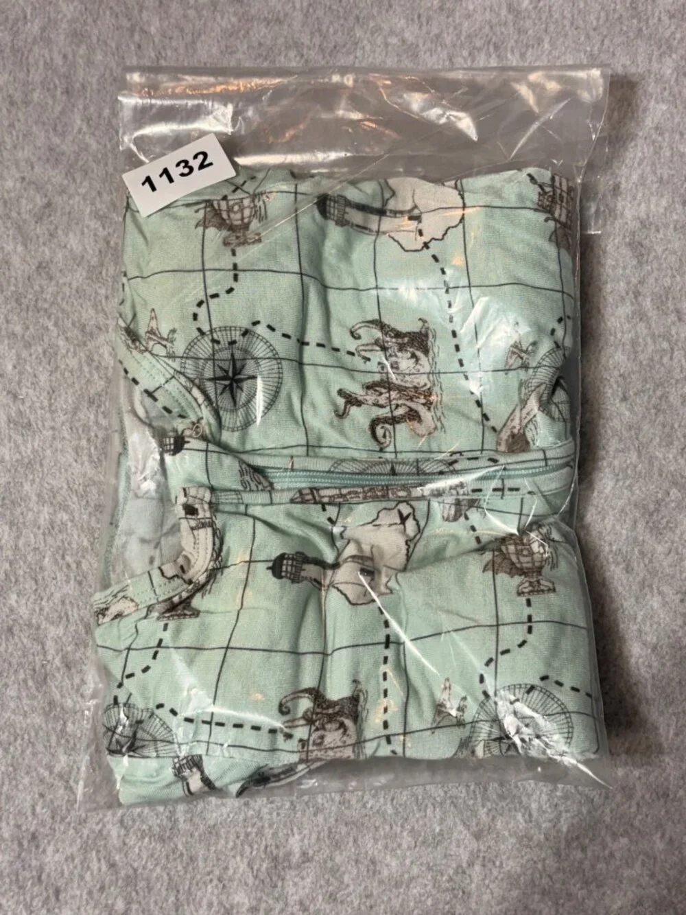 Dreamiere Infant Bamboo Pajamas 3-6M Treasure Map Convertible Footie